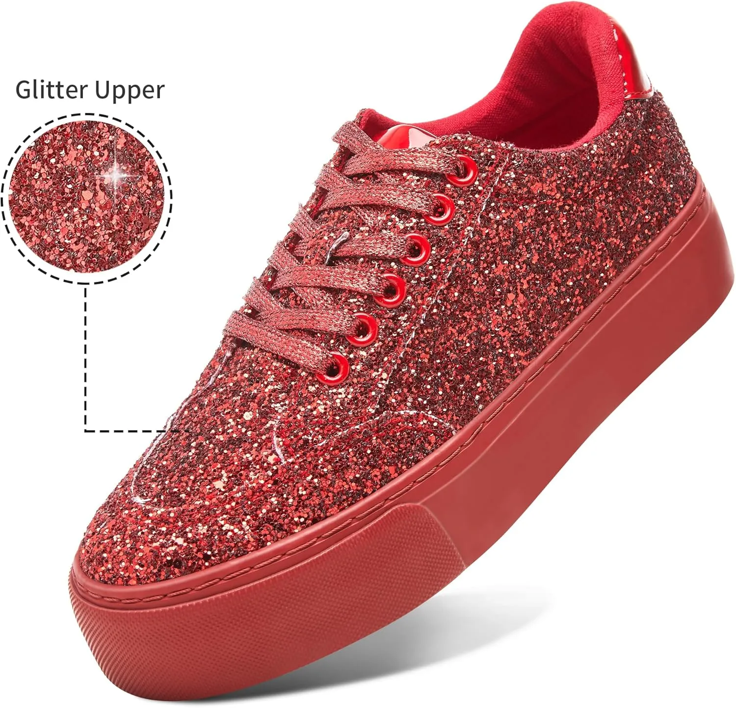 Jeekopeg Glitter Platform Sneakers Women Casual Sequin Sparkly Shoes Bling Thick Sole Walking Shoes Shiny Sequin Wedding Sneakers for Lady