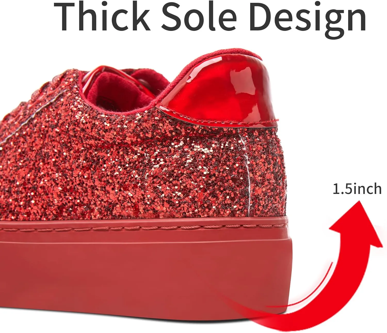 Jeekopeg Glitter Platform Sneakers Women Casual Sequin Sparkly Shoes Bling Thick Sole Walking Shoes Shiny Sequin Wedding Sneakers for Lady
