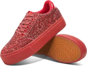 Jeekopeg Glitter Platform Sneakers Women Casual Sequin Sparkly Shoes Bling Thick Sole Walking Shoes Shiny Sequin Wedding Sneakers for Lady