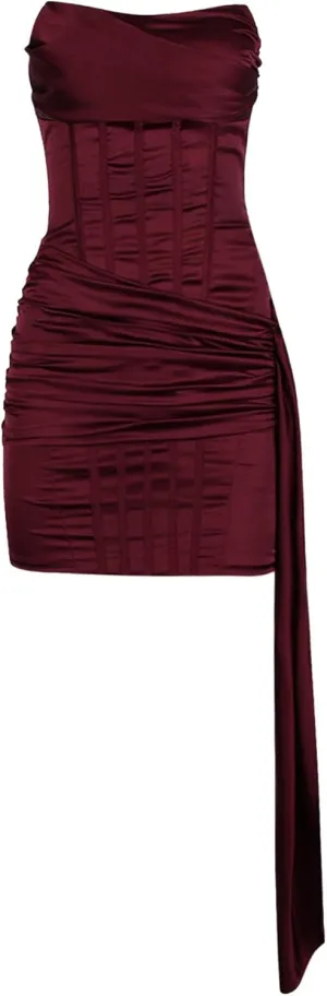 JEKE-DG Women's Backless Tube Top Party Club Dress Bodycon Ruched Elegant Midi Dress Sleeveless Sexy Formal Dresses