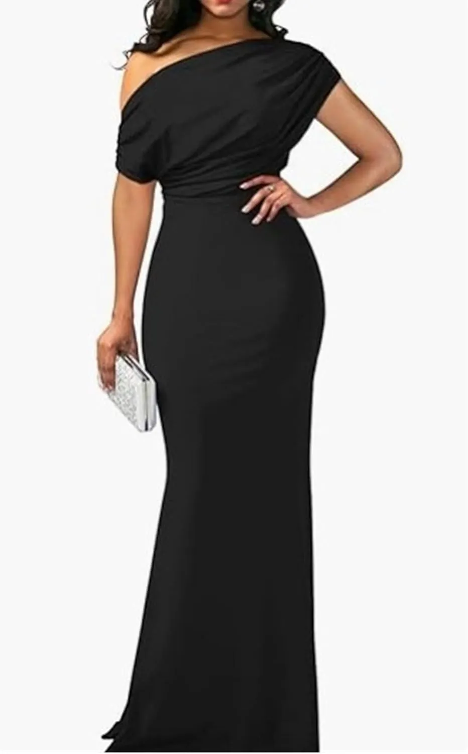 JEKE-DG Women's One Shoulder Slim Fit Formal Dress Sexy Solid Wedding Party Maxi Dress Sleeveless Prom Club Cocktail Dresses