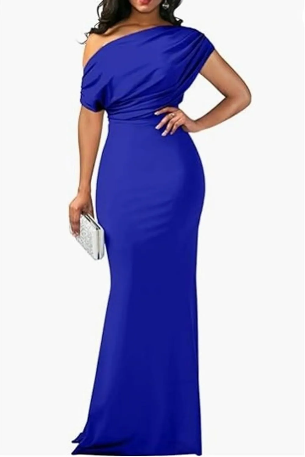 JEKE-DG Women's One Shoulder Slim Fit Formal Dress Sexy Solid Wedding Party Maxi Dress Sleeveless Prom Club Cocktail Dresses