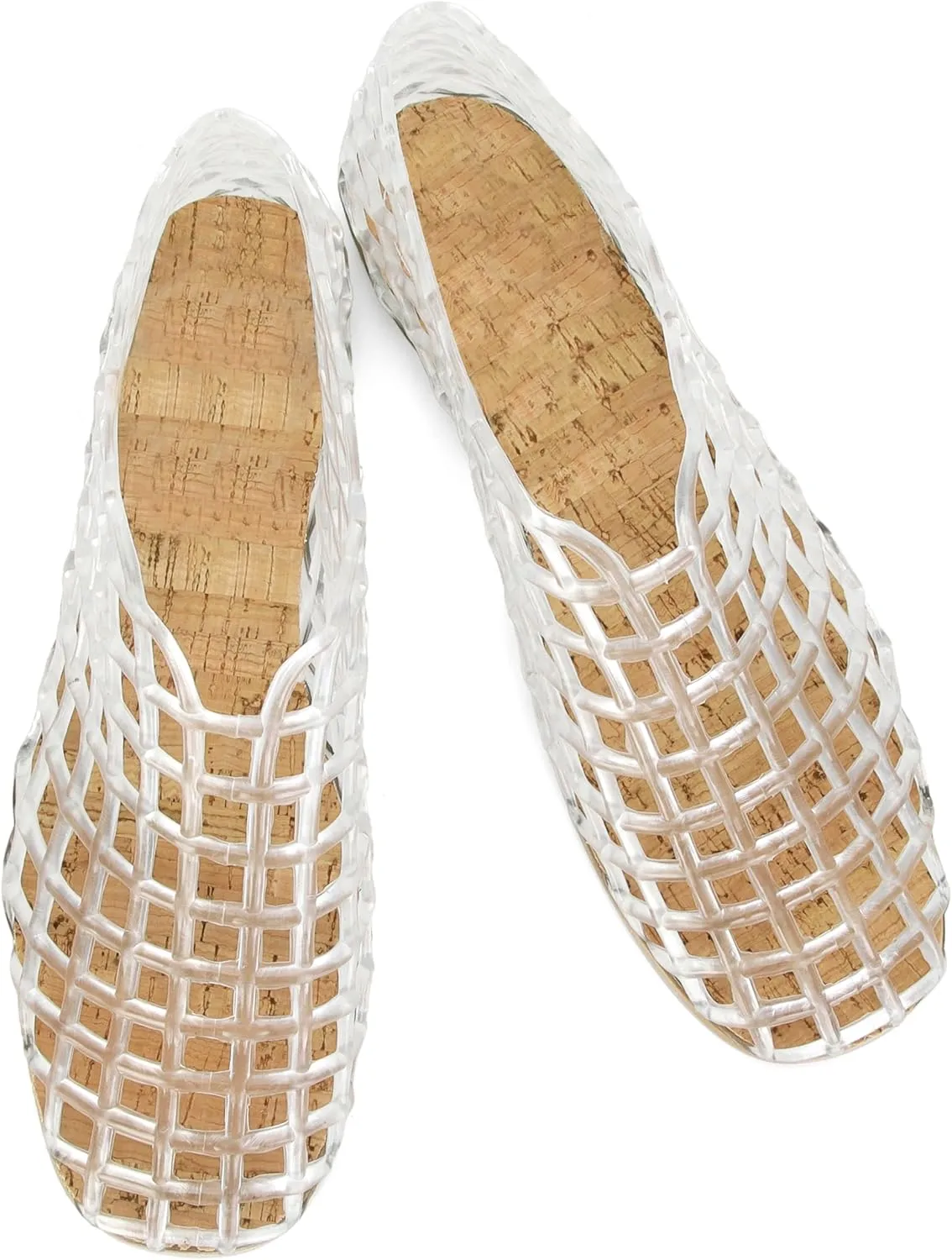 Jelly Mesh Ballet Flats for Women Fishnet PVC Clear Hollow Jellies Sandals Comfortable Beach Ballerina Flats Shoes