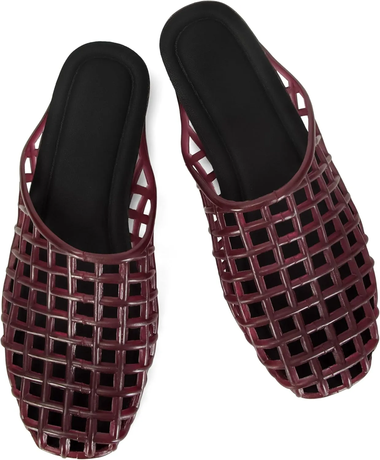 Jelly Shoes for Women Slip on Jelly Mesh Slides Comfortable Closed Toe Jelly Flats Sandals Jelly Summer Beach Slippers