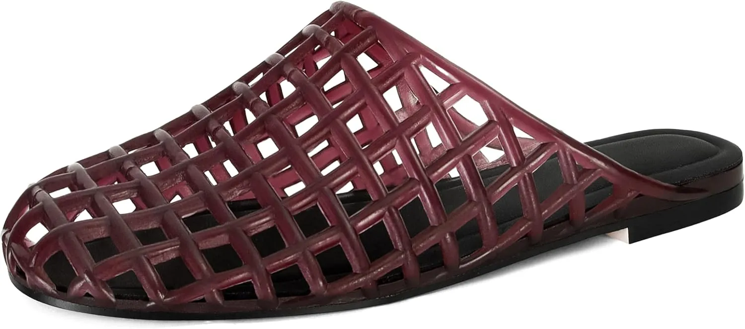 Jelly Shoes for Women Slip on Jelly Mesh Slides Comfortable Closed Toe Jelly Flats Sandals Jelly Summer Beach Slippers