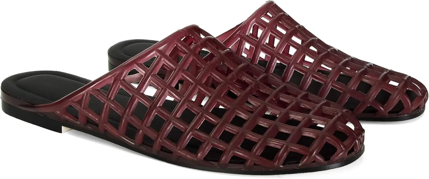 Jelly Shoes for Women Slip on Jelly Mesh Slides Comfortable Closed Toe Jelly Flats Sandals Jelly Summer Beach Slippers