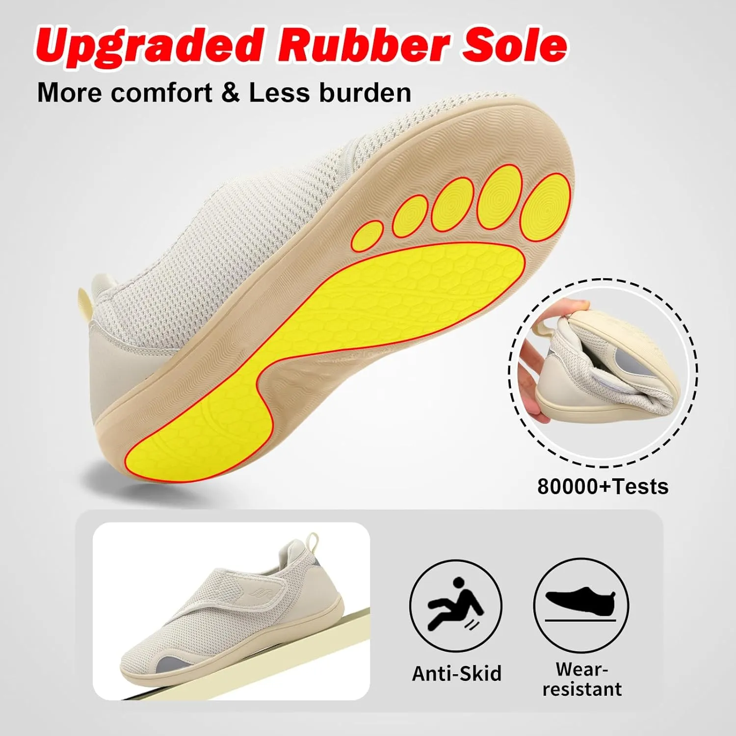JIASUQI Men's Walking Shoes Wide Toe Sneakes with Arch Support House Shoes Slippers for Men