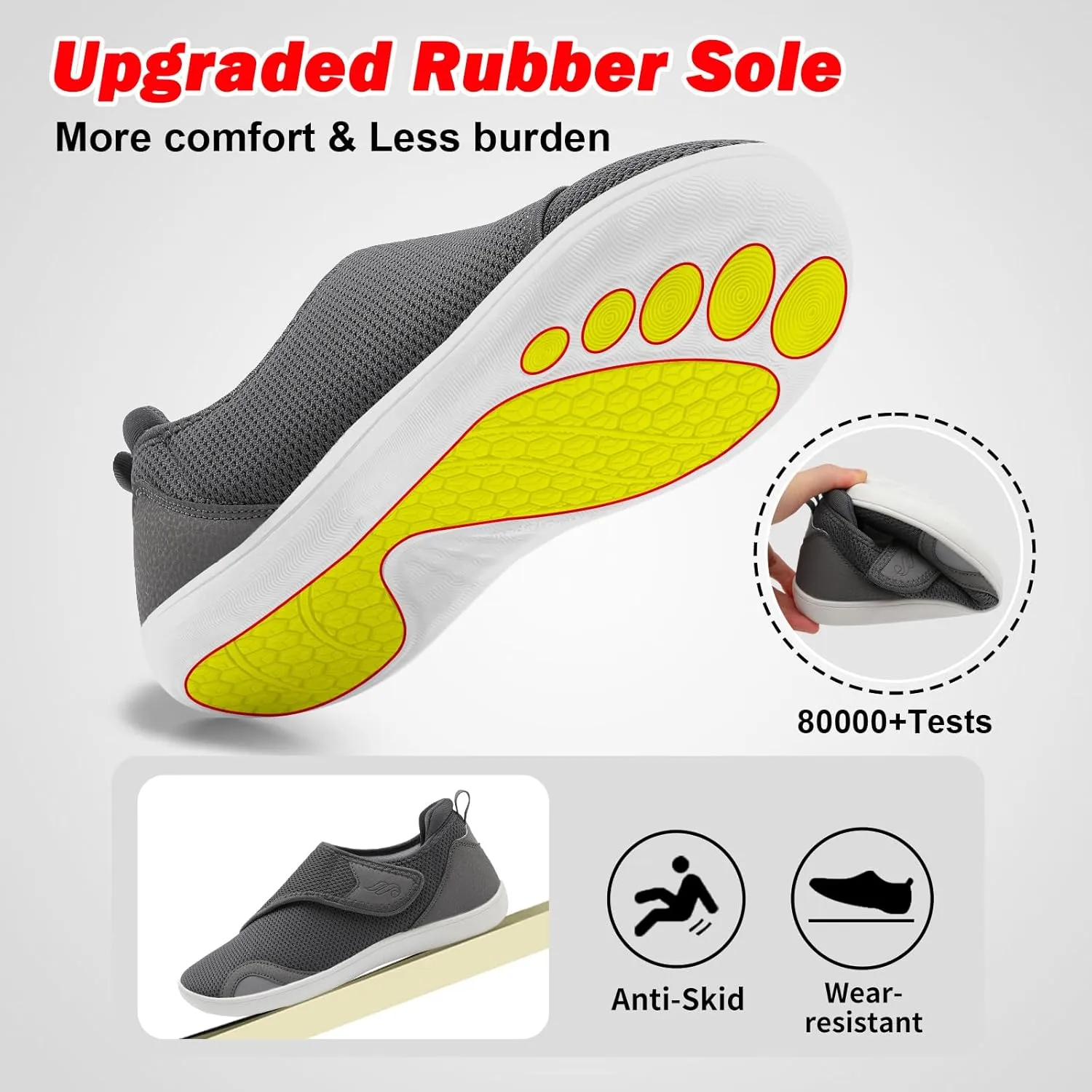 JIASUQI Men's Walking Shoes Wide Toe Sneakes with Arch Support House Shoes Slippers for Men
