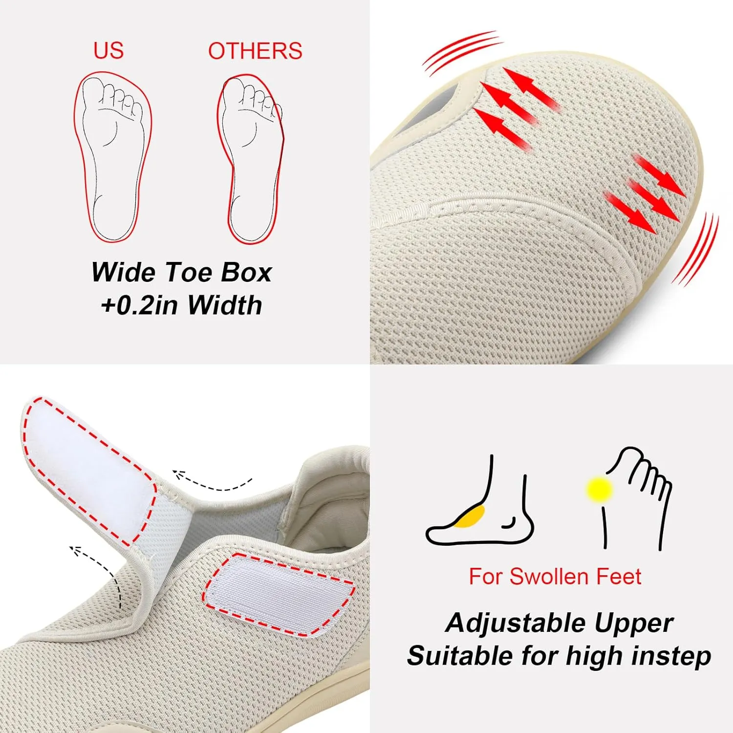 JIASUQI Men's Walking Shoes Wide Toe Sneakes with Arch Support House Shoes Slippers for Men