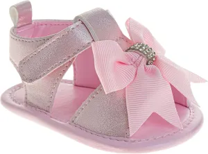 Josmo Baby Girl Sandals Summer Crib Sandals Bowknot Soft Sole Infant Girls Princess Dress Flats First Walker Shoes Size 2-4 Infant