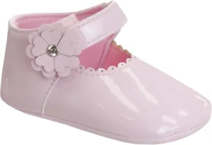 Josmo Baby Girls Soft Sole Flower Bow Princess Wedding Dress Mary Jane Flats Prewalker Newborn Light Baby Shoes Size 2-4 Infant