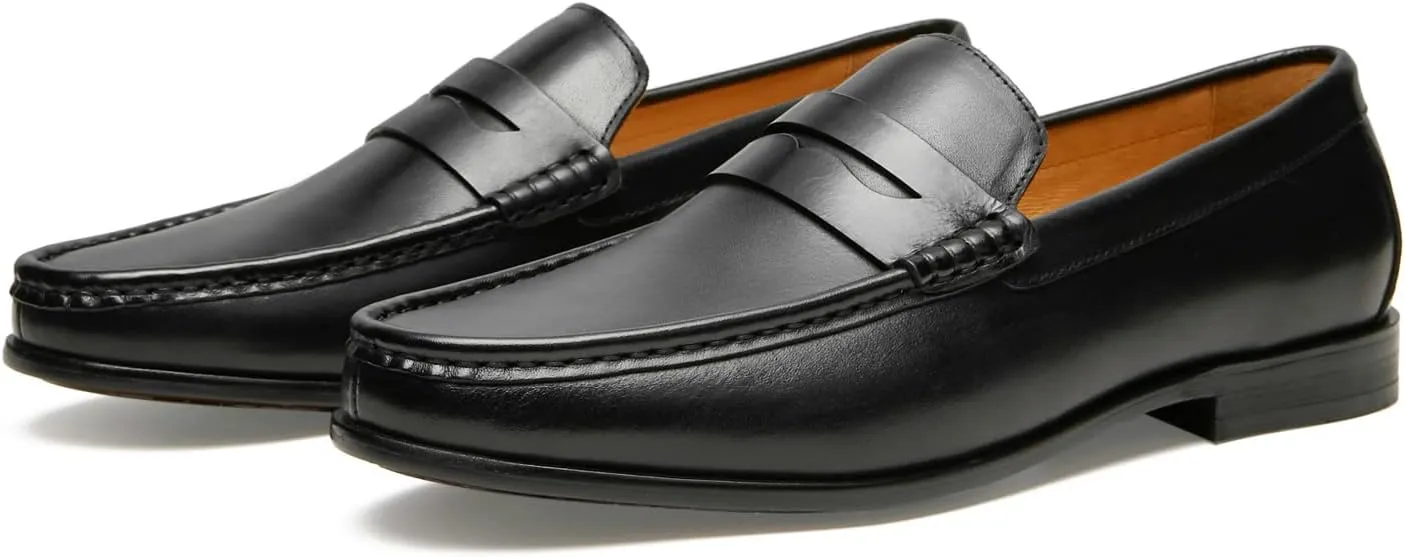 Journey West Mens Penny Loafers with Genuine Leather Business Dress Slip on Loafer Shoes for Men