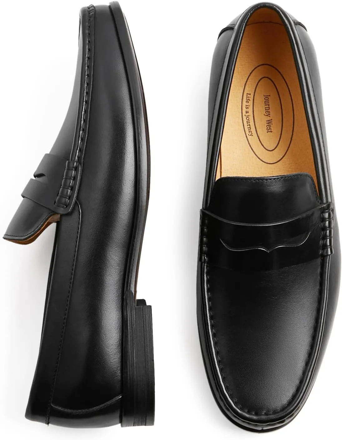 Journey West Mens Penny Loafers with Genuine Leather Business Dress Slip on Loafer Shoes for Men