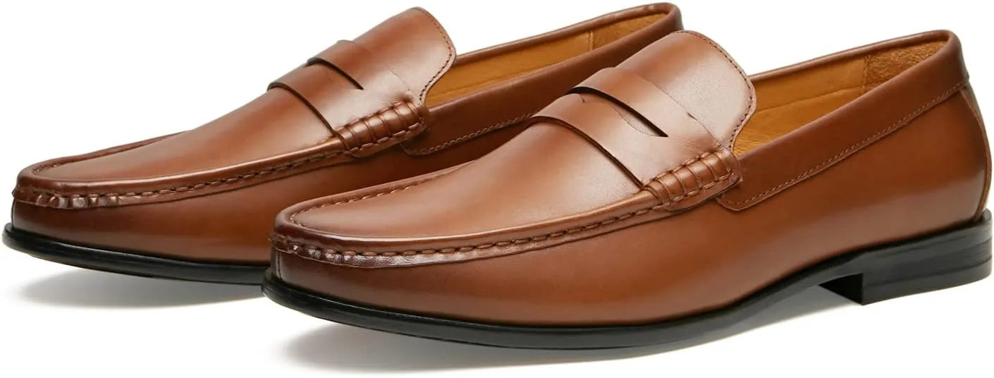 Journey West Mens Penny Loafers with Genuine Leather Business Dress Slip on Loafer Shoes for Men