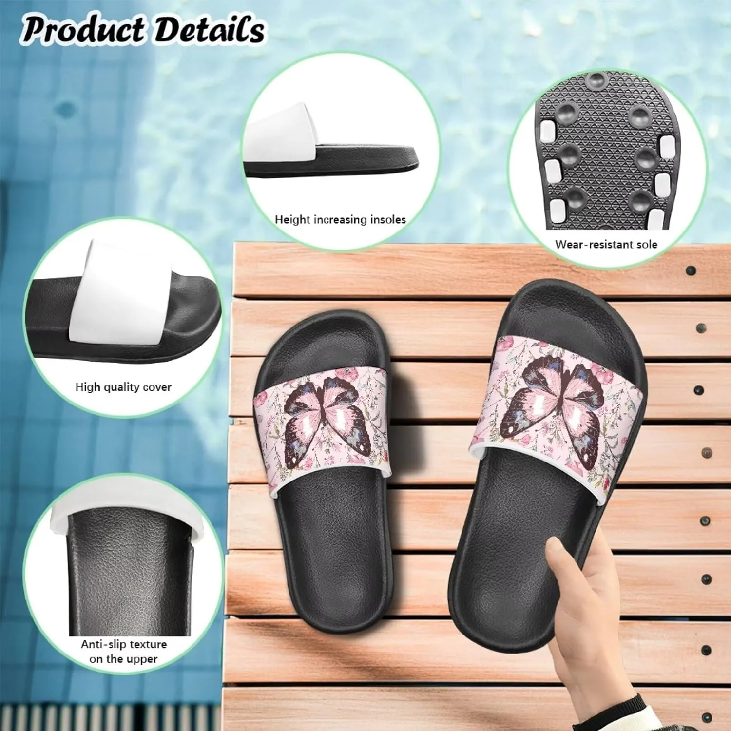 JoyLamoria Animals Pattern Sandals House Slides for Kids Pillow Slippers Comfy Cushioned Pool Beach Lightweight Open Toe