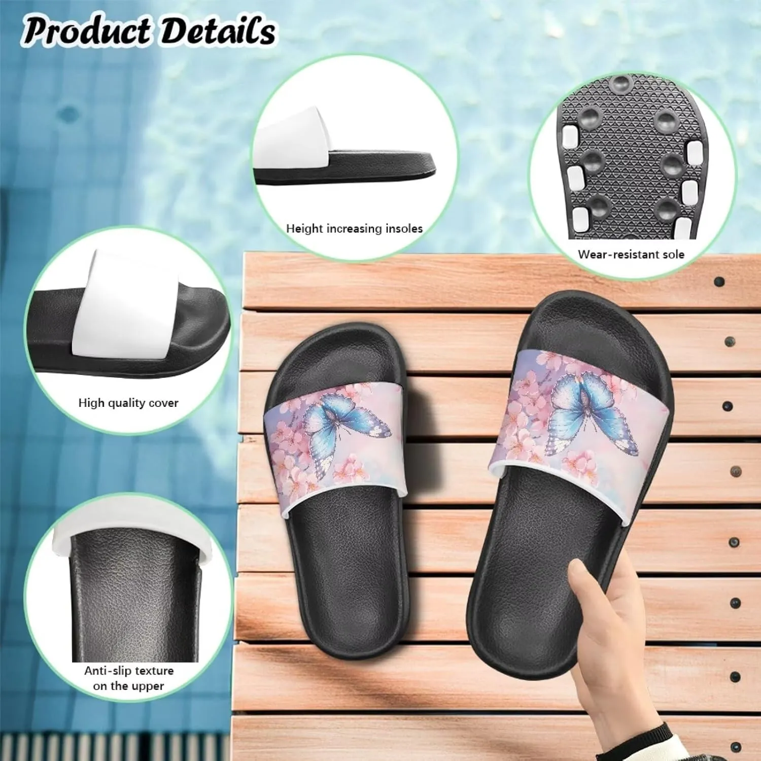 JoyLamoria Animals Print Sandals House Slides Kids Unisex Cloud Slippers Cushioned Non-Slip Shower Beach Pool Open Toe Comfy