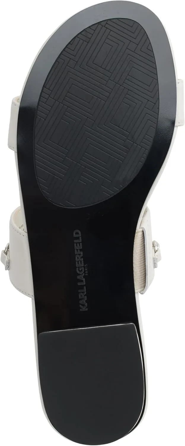 Karl Lagerfeld Paris Women's Cushioned Insole Everyday Canne-Double Band Sandal Heeled