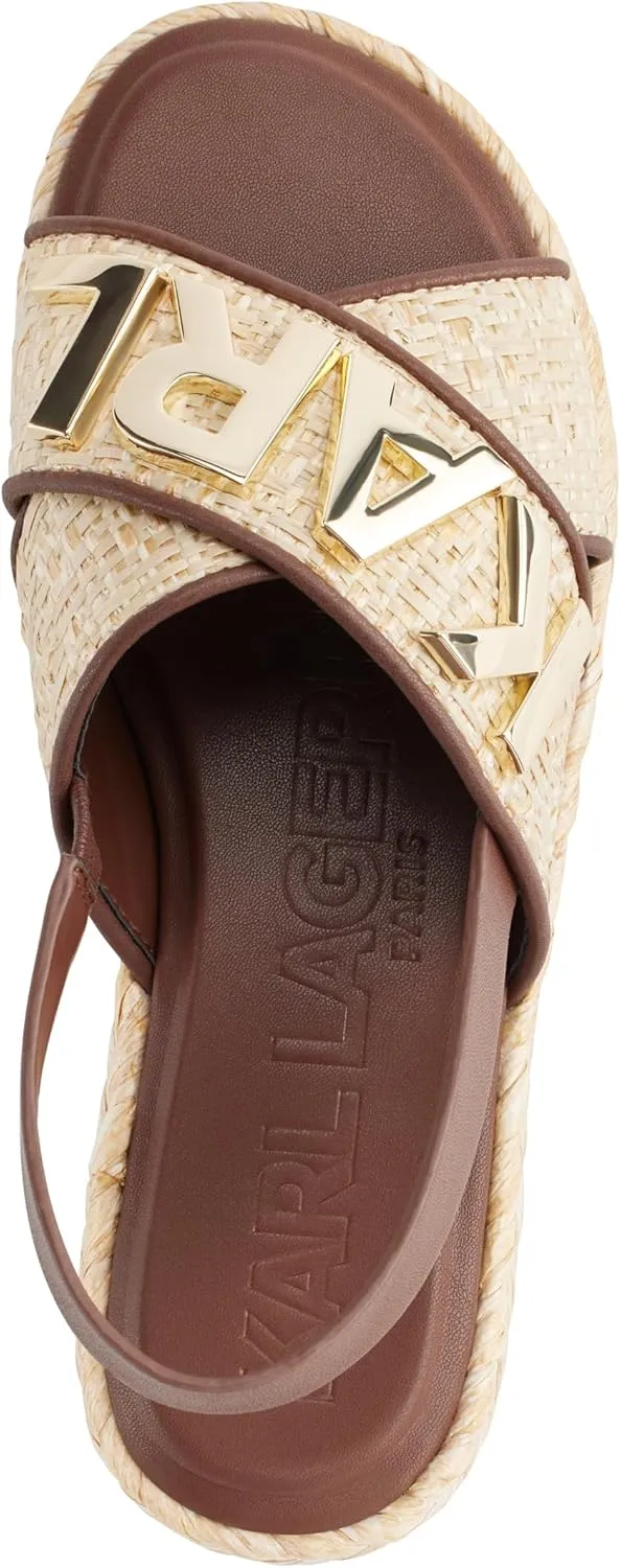 Karl Lagerfeld Paris Women's Cushioned Insole Everyday Charla-Slingback Sandal Flat