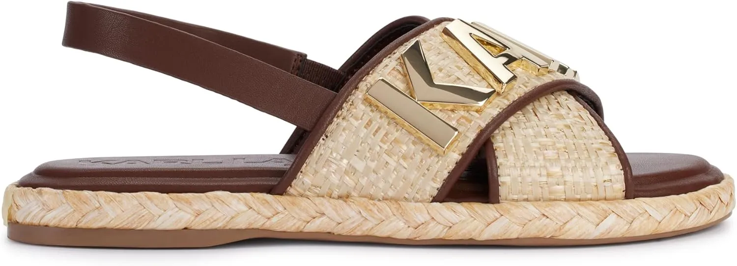 Karl Lagerfeld Paris Women's Cushioned Insole Everyday Charla-Slingback Sandal Flat