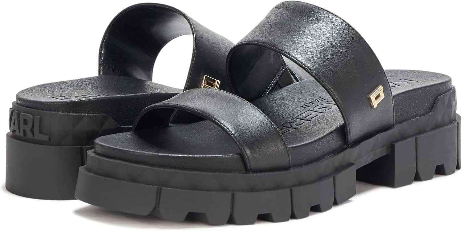 Karl Lagerfeld Paris Women's Everyday Cushioned Insole Lacara-Lug Slide Heeled Sandal