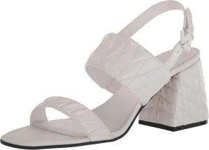 KARL LAGERFELD womens Sarina Quilted Open Toe Leather Heeled Sandal