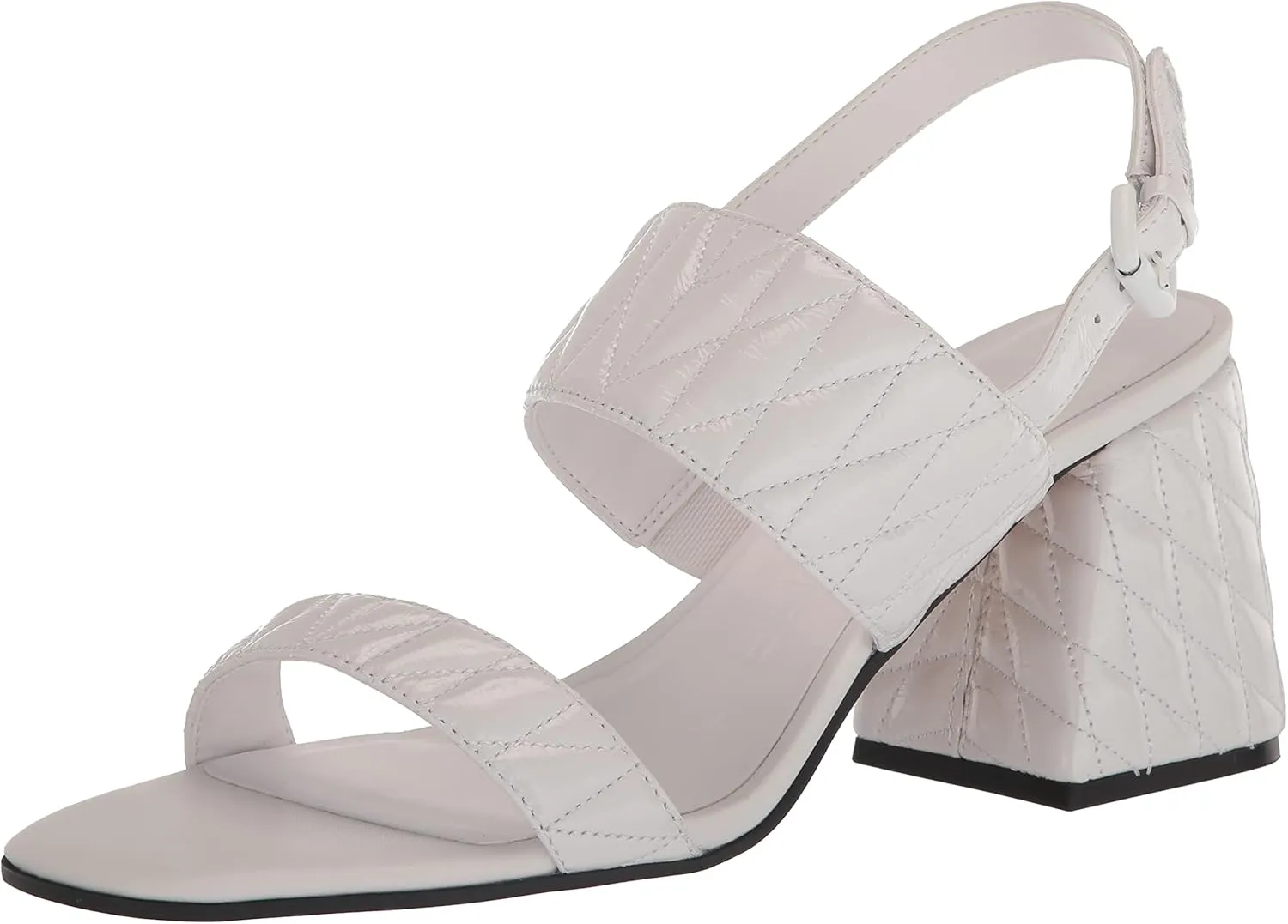 KARL LAGERFELD womens Sarina Quilted Open Toe Leather Heeled Sandal