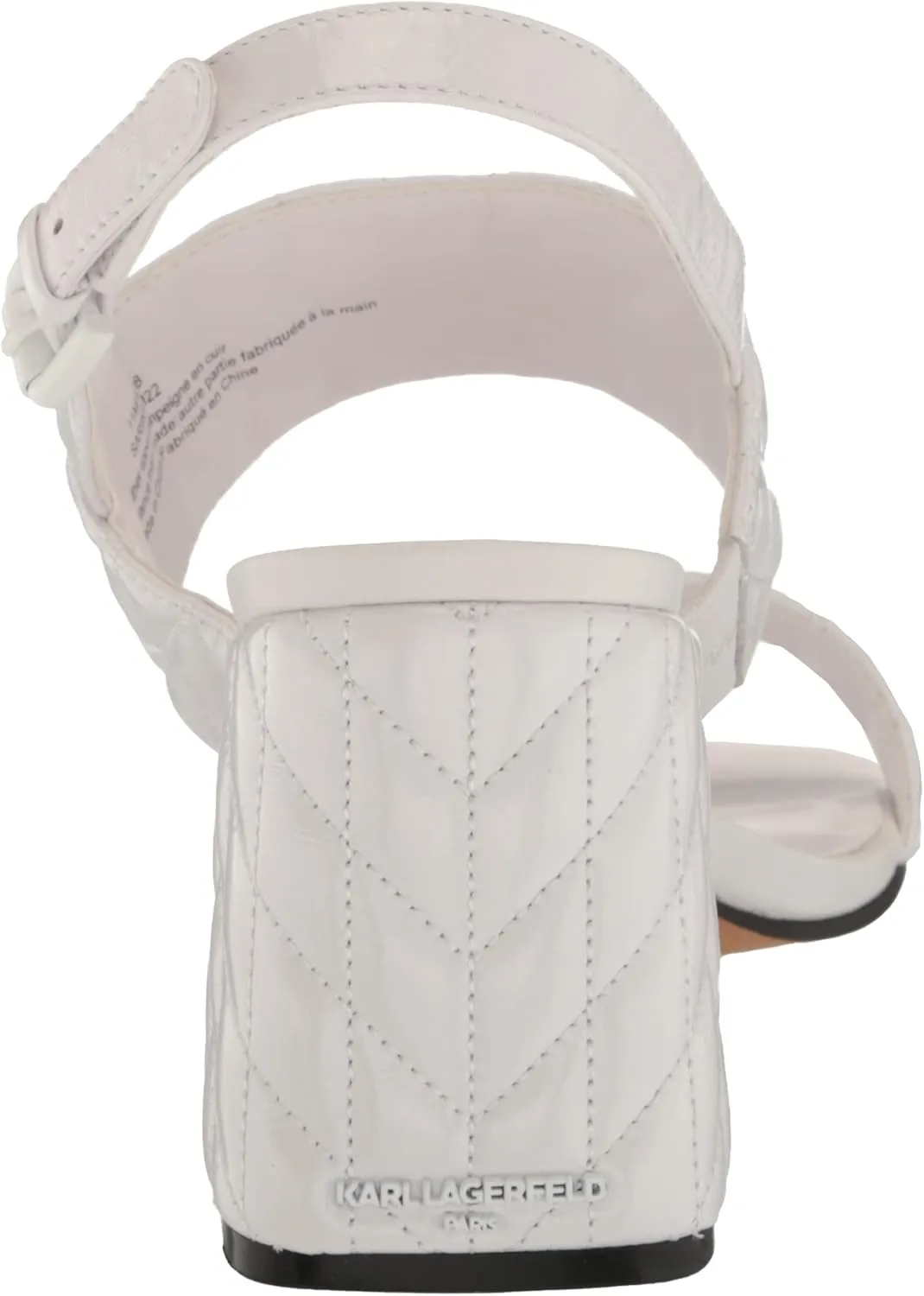 KARL LAGERFELD womens Sarina Quilted Open Toe Leather Heeled Sandal
