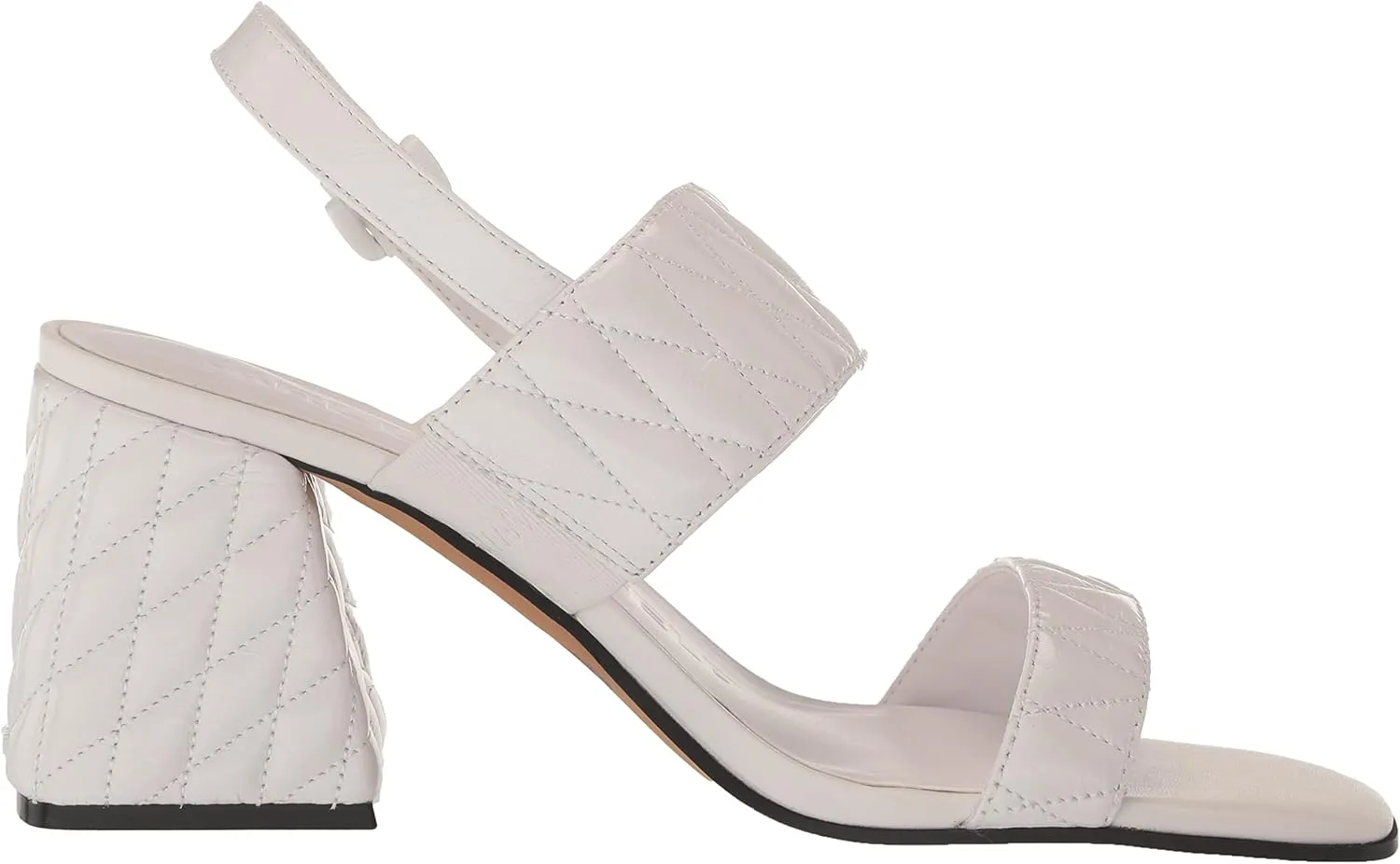 KARL LAGERFELD womens Sarina Quilted Open Toe Leather Heeled Sandal