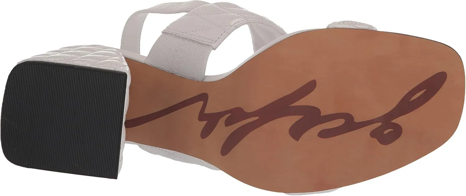 KARL LAGERFELD womens Sarina Quilted Open Toe Leather Heeled Sandal