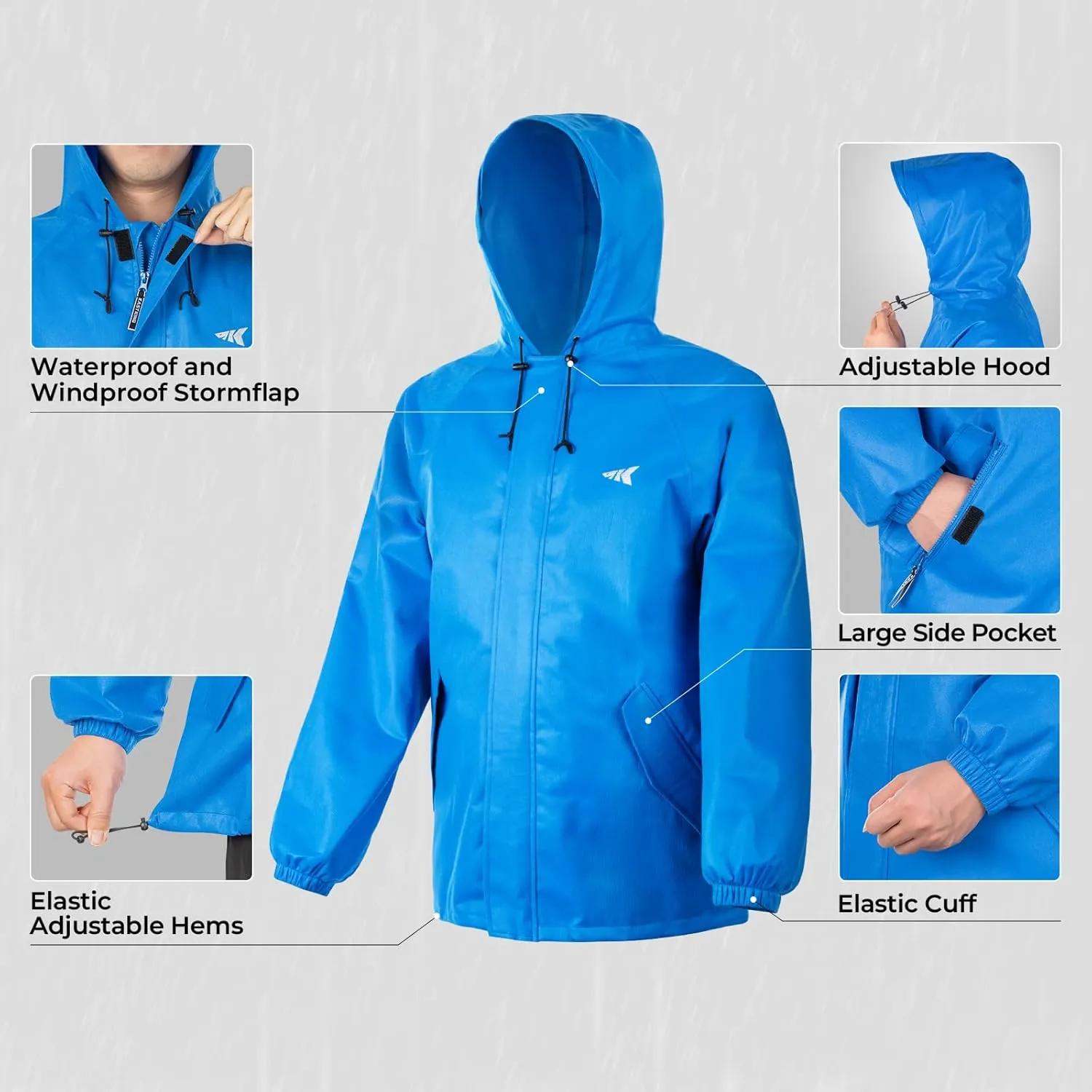 KastKing AquaLite Waterproof Rain Suit for Men and Women, Loose Fit, Lightweight, Durable Rain Gear