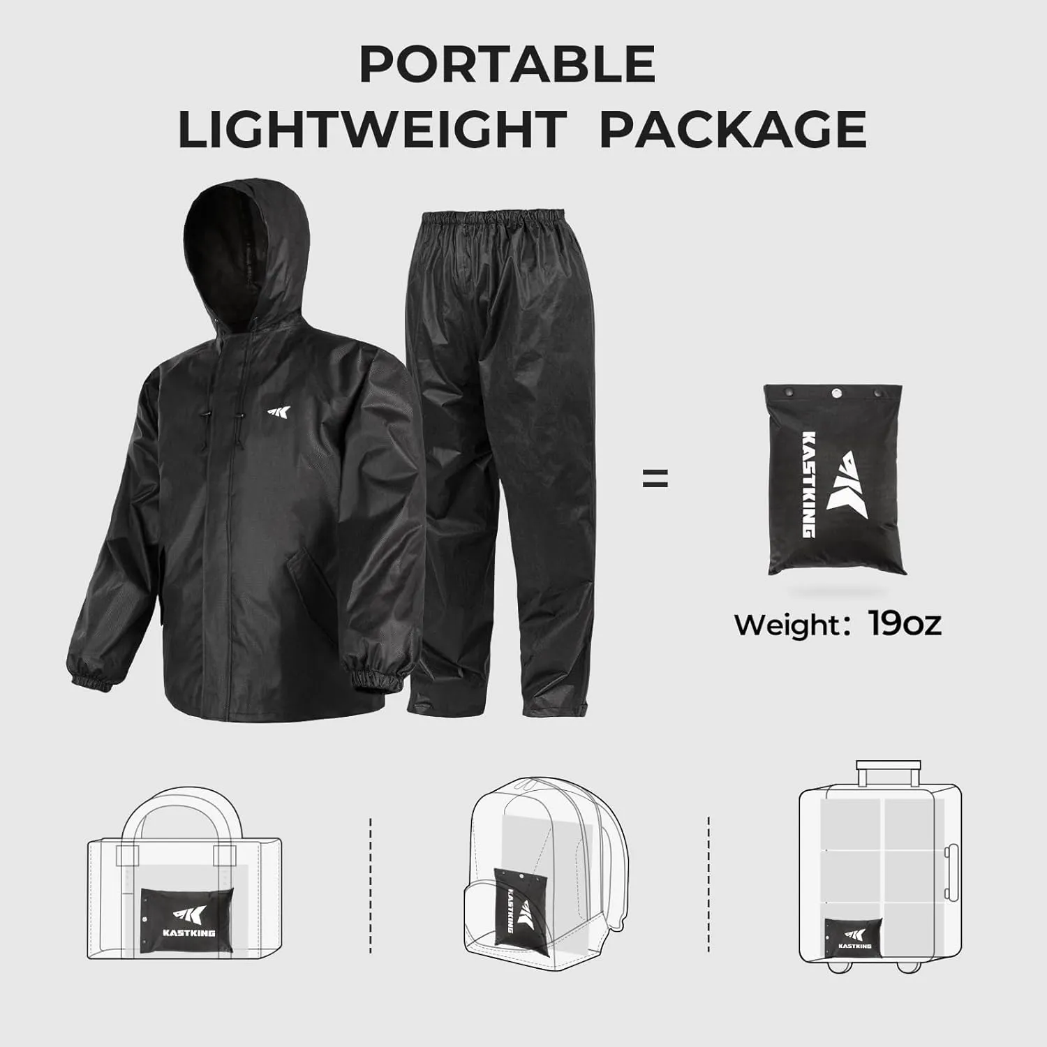 KastKing AquaLite Waterproof Rain Suit for Men and Women, Loose Fit, Lightweight, Durable Rain Gear