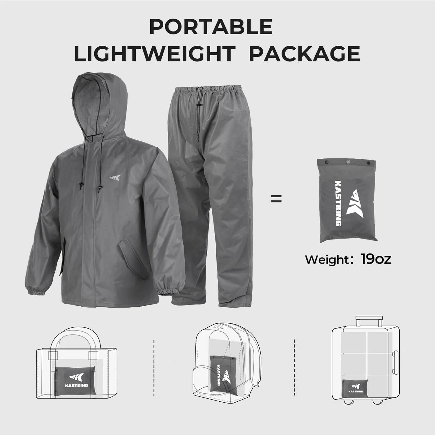 KastKing AquaLite Waterproof Rain Suit for Men and Women, Loose Fit, Lightweight, Durable Rain Gear