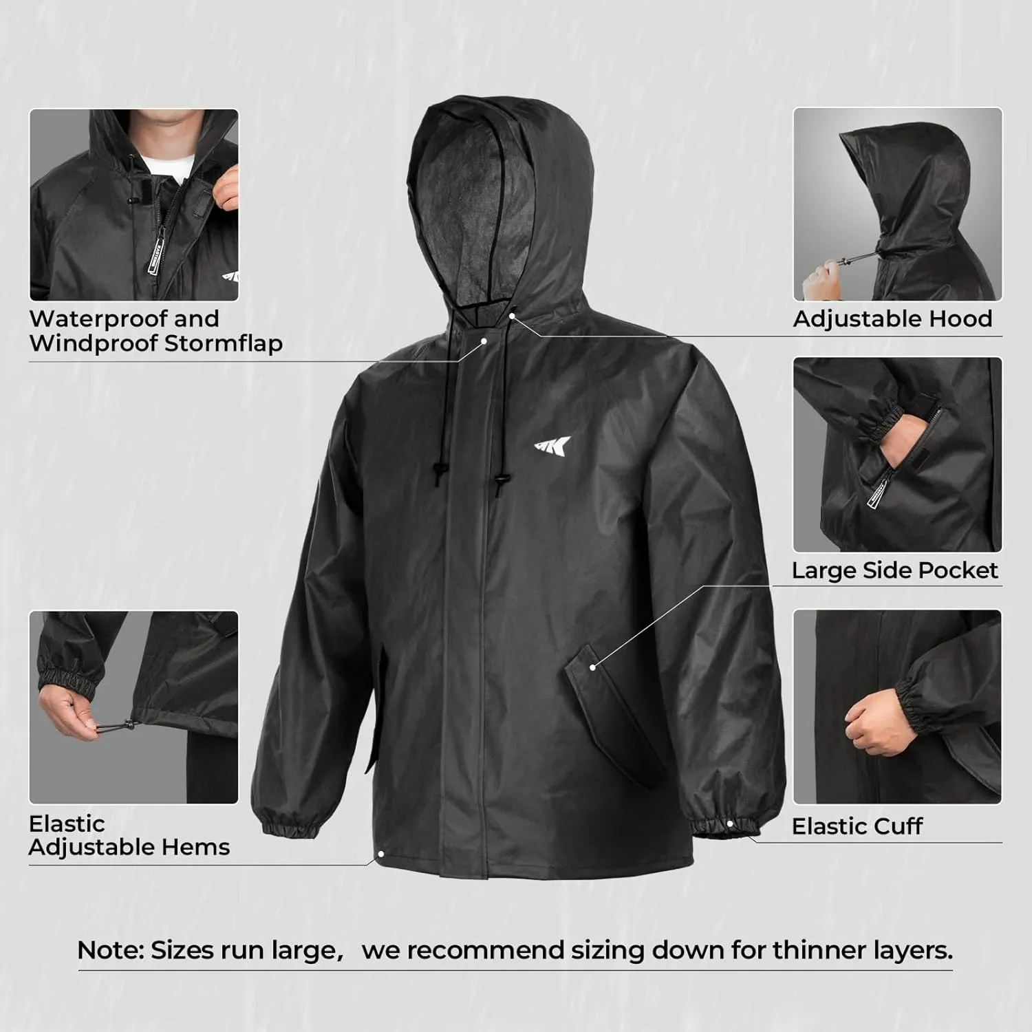 KastKing AquaLite Waterproof Rain Suit for Men and Women, Loose Fit, Lightweight, Durable Rain Gear