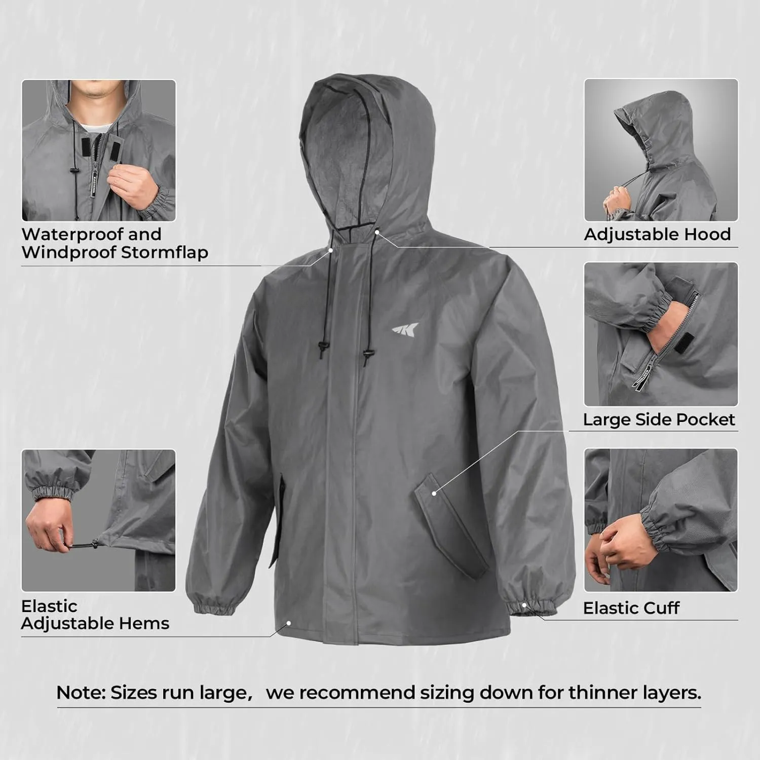 KastKing AquaLite Waterproof Rain Suit for Men and Women, Loose Fit, Lightweight, Durable Rain Gear