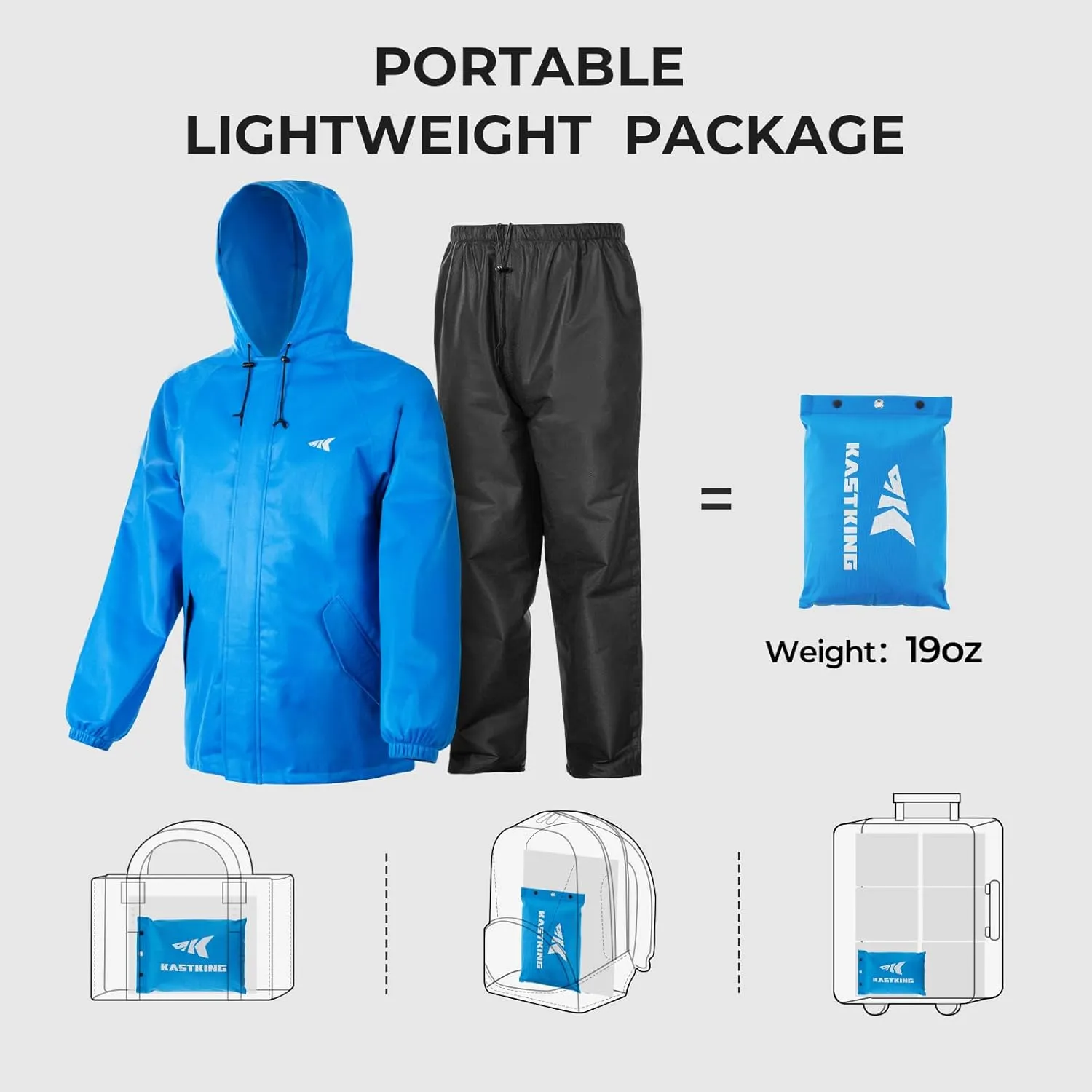KastKing AquaLite Waterproof Rain Suit for Men and Women, Loose Fit, Lightweight, Durable Rain Gear