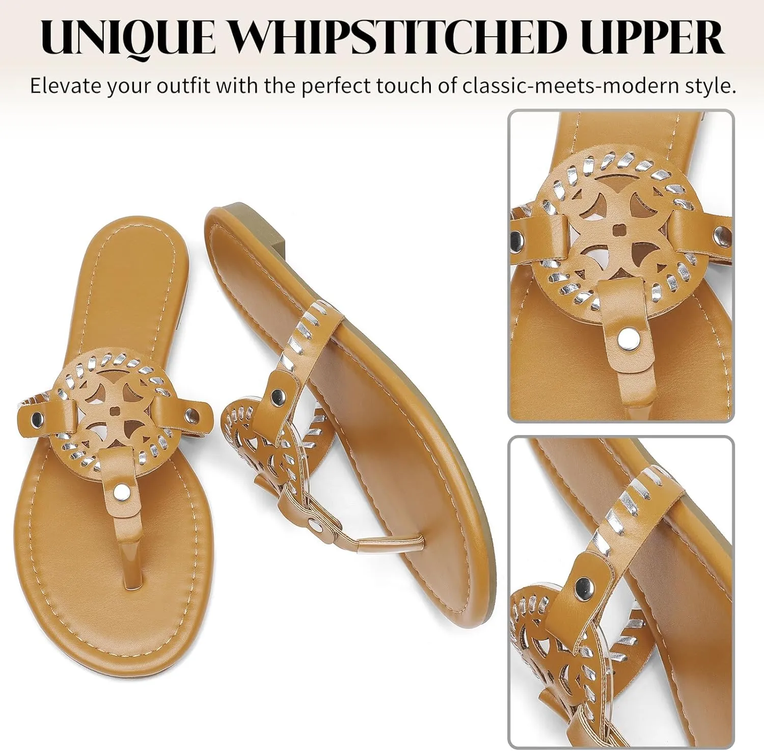 katliu Women's Flat Sandals Flip Flop Thong Sandals Cute Dressy Sandals