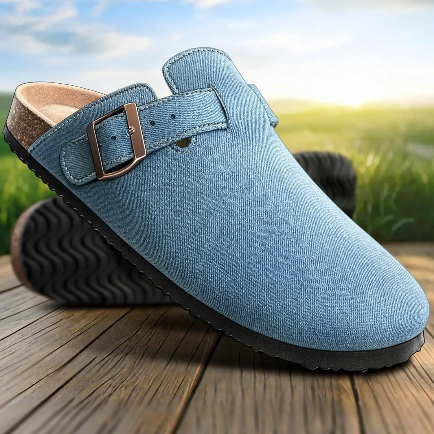 KEMISANT Men Clogs-Comfortable Suede Mules Slippers Sandals Nurse Potato Shoes Unisex-Cushioned Cork-Footbed