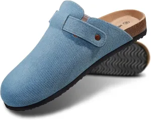 KEMISANT Men Clogs-Comfortable Suede Mules Slippers Sandals Nurse Potato Shoes Unisex-Cushioned Cork-Footbed