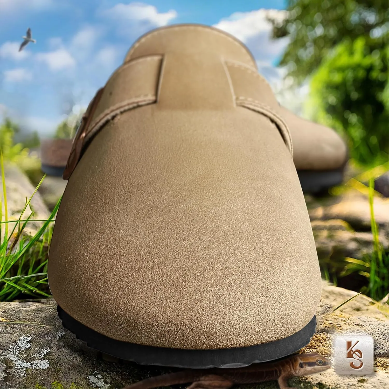 KEMISANT Men Clogs-Comfortable Suede Mules Slippers Sandals Nurse Potato Shoes Unisex-Cushioned Cork-Footbed