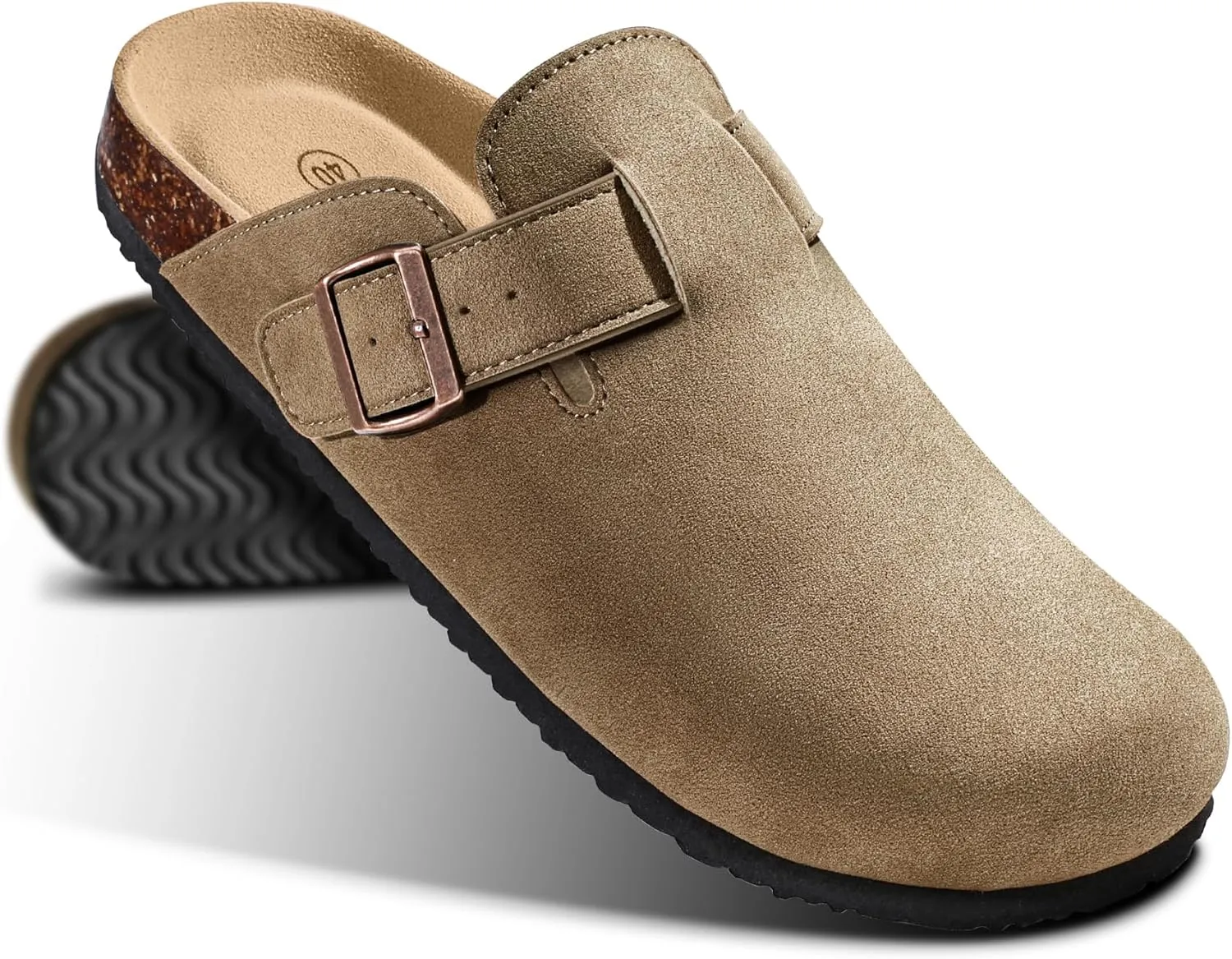 KEMISANT Men Clogs-Comfortable Suede Mules Slippers Sandals Nurse Potato Shoes Unisex-Cushioned Cork-Footbed