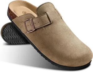 KEMISANT Men Clogs-Comfortable Suede Mules Slippers Sandals Nurse Potato Shoes Unisex-Cushioned Cork-Footbed