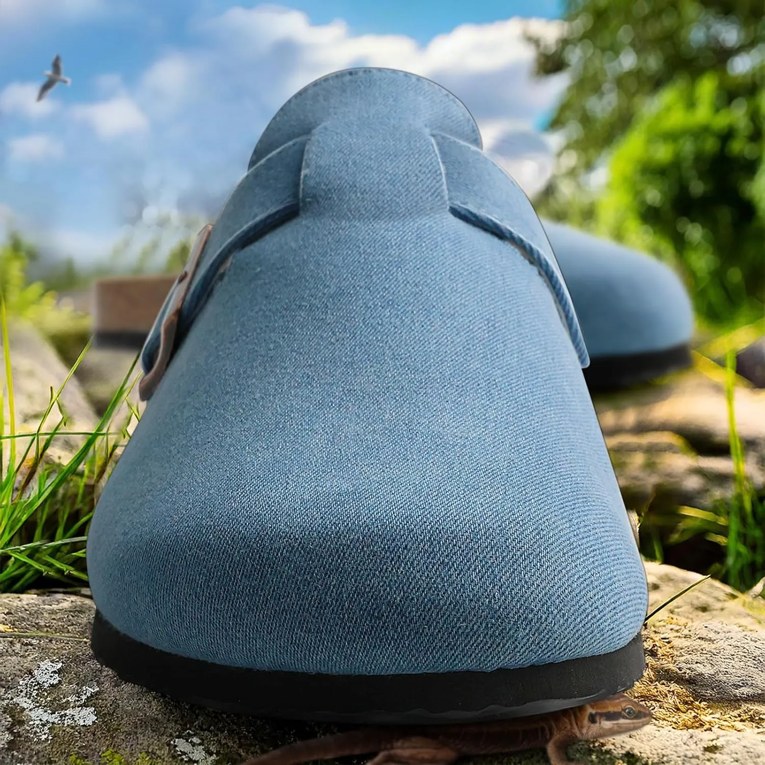 KEMISANT Men Clogs-Comfortable Suede Mules Slippers Sandals Nurse Potato Shoes Unisex-Cushioned Cork-Footbed