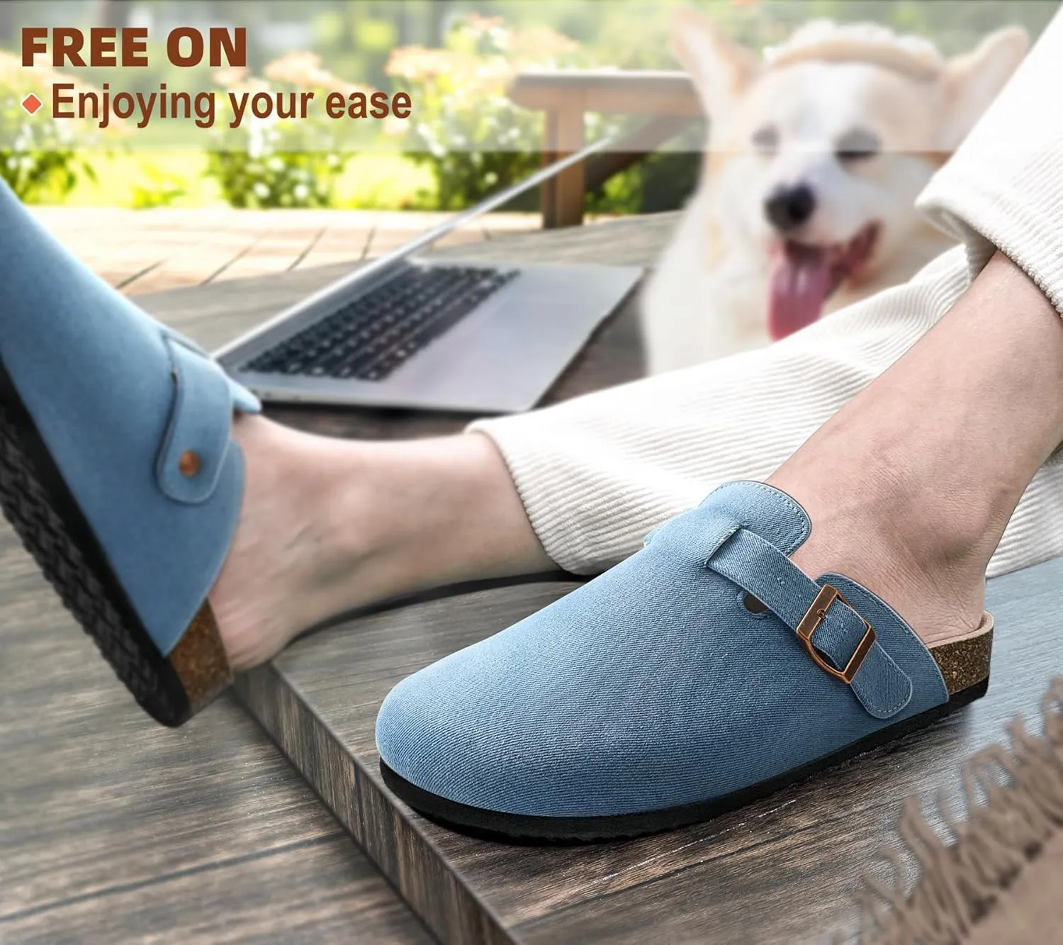 KEMISANT Men Clogs-Comfortable Suede Mules Slippers Sandals Nurse Potato Shoes Unisex-Cushioned Cork-Footbed