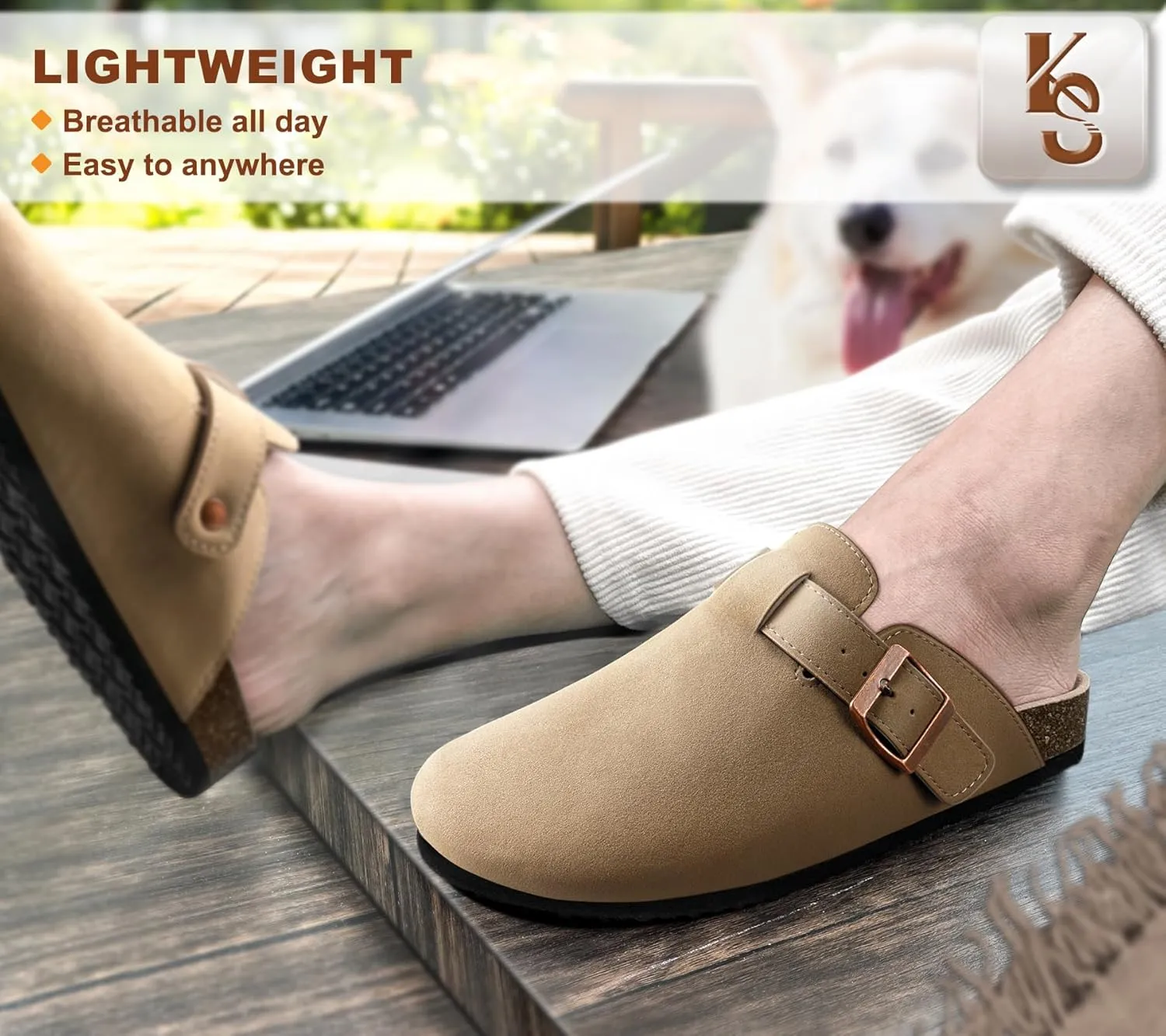 KEMISANT Men Clogs-Comfortable Suede Mules Slippers Sandals Nurse Potato Shoes Unisex-Cushioned Cork-Footbed