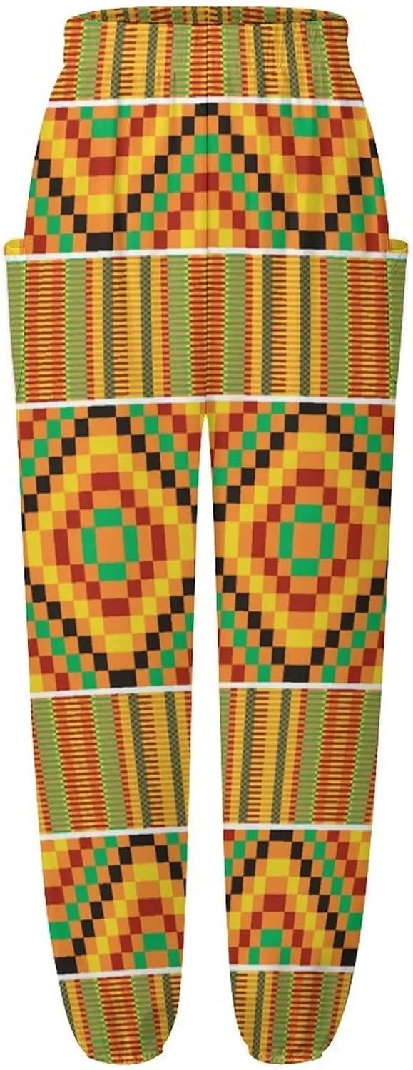 Kente Pattern Yoga Bloomers Womens Hippie Harem Pants Lantern Pants Elastic Gym Home Wear Casual Loose Sweatpants