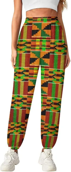 Kente Pattern Yoga Bloomers Womens Hippie Harem Pants Lantern Pants Elastic Gym Home Wear Casual Loose Sweatpants