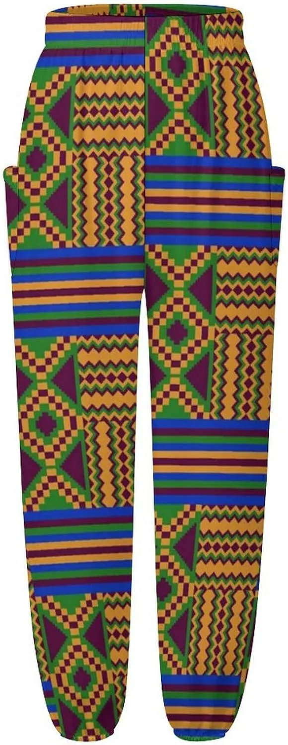 Kente Pattern Yoga Bloomers Womens Hippie Harem Pants Lantern Pants Elastic Gym Home Wear Casual Loose Sweatpants