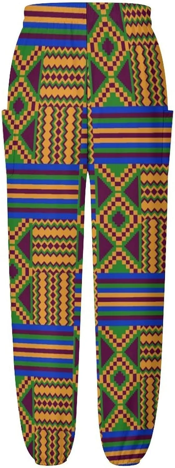 Kente Pattern Yoga Bloomers Womens Hippie Harem Pants Lantern Pants Elastic Gym Home Wear Casual Loose Sweatpants