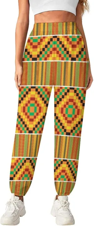 Kente Pattern Yoga Bloomers Womens Hippie Harem Pants Lantern Pants Elastic Gym Home Wear Casual Loose Sweatpants