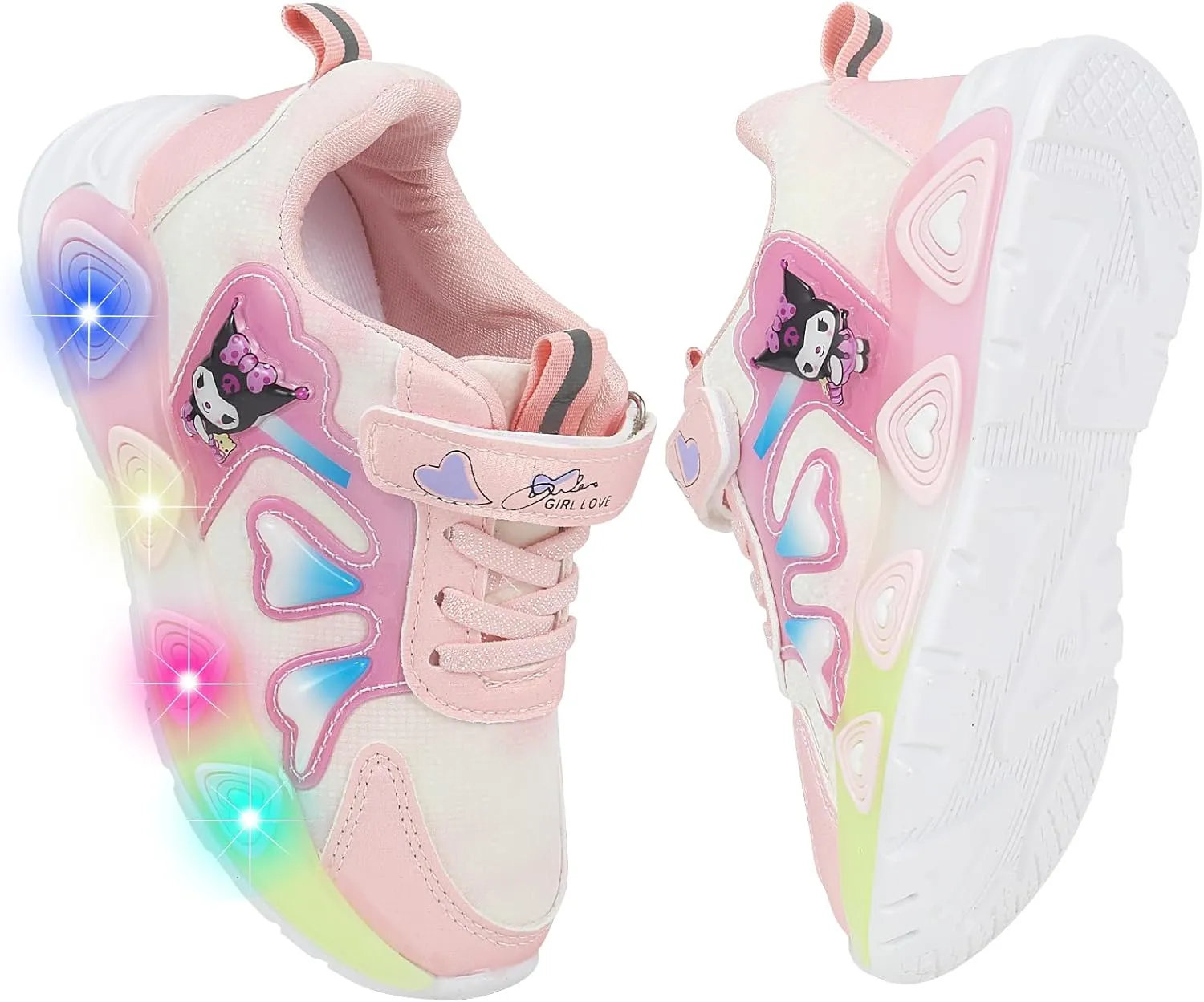 Kid's Glitter Running Cartoon Sneaker Sparkly Glowing Shiny Bling Princess Shoes School Athletic Walking Shoes for Girls